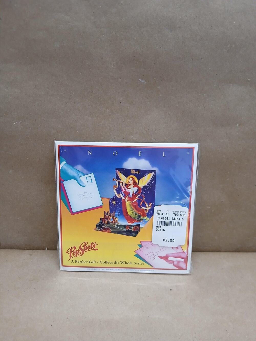 Vintage PopShots Noel Christmas Card Pop Up Angel Collectible Made in USA New